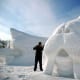 A snow walrus sculpture in Mudanjiang city, northeast China's Heilongjiang Province, 2008.