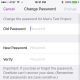 Enter the old password, and then enter the new password twice.