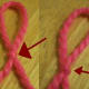 See the knot under the loop on the right? That is the working side. This is the side of the loop you will put the crochet hook through.