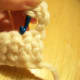 2nd row of double crochet, inset hook into next double crochet from previous row.