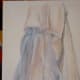 Intermediate Student Painting using Complimentary colors (Blue and Orange)