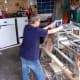 Cutting the dowel to length.