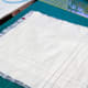 The back of the pillow front - you can see the lines where the frame strips were sewn.