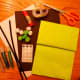 The supplies you need to make an alien hand puppet.