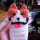 Crocheted triangles for ears.