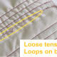 If your thread tension is too low our too loose, loops and/or portions of your top thread will appear on the back of your project. Increase tension.