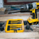 The two pieces of wood for the base, into which the caster wheels will be fitted