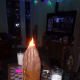 Wacky gothic style candle made using a Vimto bottle as a candle mould.