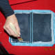 Step #4 Glue the material to the card board, then flip it over and glue the inside edge.