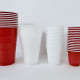 Pictured here is an assortment of plastic cups for pour painting.