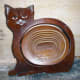 Old broken MDF cat motif fruit bowl.
