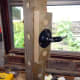 Base plate for mounting arm pegged and pinned into place.