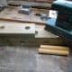 Wooden pegs cut to size from a broom handle.
