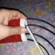 Continue weaving the white through the candy cane frame.