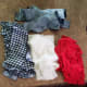 Cut your fabric into strips. Separate them into piles.