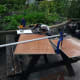 Cutting out the two main back panels using two of the 12mm offcuts leftover from making the shelves.