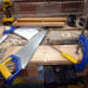Making the dado joints in the two end supports to accommodate the middle shelf.