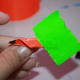 Add a strip of the stem color to the end of the leaf at a diagonal so it is easier to wrap around the stem.