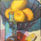 The final painting "Lemons and Teal", oil on panel, by Robie Benve.