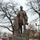 "Beardless Lincoln" at 2350 West Lawrence Avenue. In the neighborhood named after the president. Picture taken in December 2015.