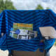 This is the back view showing three pockets for magazines, sunscreen, anything.
