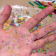 rainbow crayon debris photo op