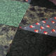 Patchwork block pieces laid out, ready to sew.