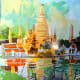'Khun Lek' - by Elsie Evans. Elsie is a Scot, resident in Thailand for 30 years. Her elephant carries a kaleidoscope of images of temples, cities, coral reefs and other sights she has seen around Thailand