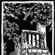 Linocut titled Katy's Heritage by Peggy Woods (First concrete rice dryer in Texas located in the town of Katy.)