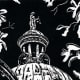 Linocut titled May Justice Prevail by Peggy Woods - Fort Bend County Courthouse in Richmond, Texas