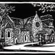 Linocut titled Medieval Inspiration by Peggy Woods - Our Lady of Walsingham Church in Spring Branch, Texas