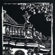 Linocut of St. Blasien in southern Germany created by Peggy Woods