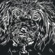 Untitled linocut by Peggy Woods - Documentation sheet reads Hooray for Animal Shelters!