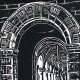 Linocut titled Arches to Enlightenment by Peggy Woods - Rice University in Houston, Texas