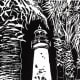 Linocut of Port Isabel Lighthouse by Peggy Woods