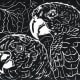 "Birds of a feather..." linocut by Peggy Woods