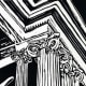 Linocut titled Classically Adorned created by Peggy Woods