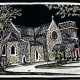 Linocut titled Medieval Inspiration (Hand Colored) by Peggy Woods - Our Lady of Walsingham Church in Spring Branch, Texas