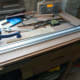 Routing the recessed lip for fitting the glass to the door