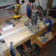 Routing the groove to fit the plywood base of the drawer
