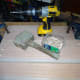 Dowels glued in place on underside of back section of cabinet top
