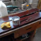 New shelves and shelf supports polished with beeswax.
