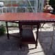 Finished repurposed table with drop leaf flaps up.