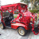 This red cart went scarlet all the way from front to back.
