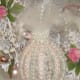 Tulle, beads, pearl string and ribbon.