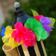Use leis to decorate tiki torches.