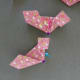 Apply glue at the areas mark by yellow dots. The purple dots meet together at the center of the medallion. Line up the edge indicated by the blue arrow along the pink arrow.