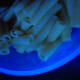 White pasta will look really bright under a black light.