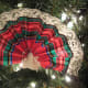 A closer look at the Victorian fan ornament made from plaid ribbon.