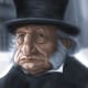 Cartoon of George C. Scott as 'Scrooge', starring in the 1984 film "A Christmas Carol"